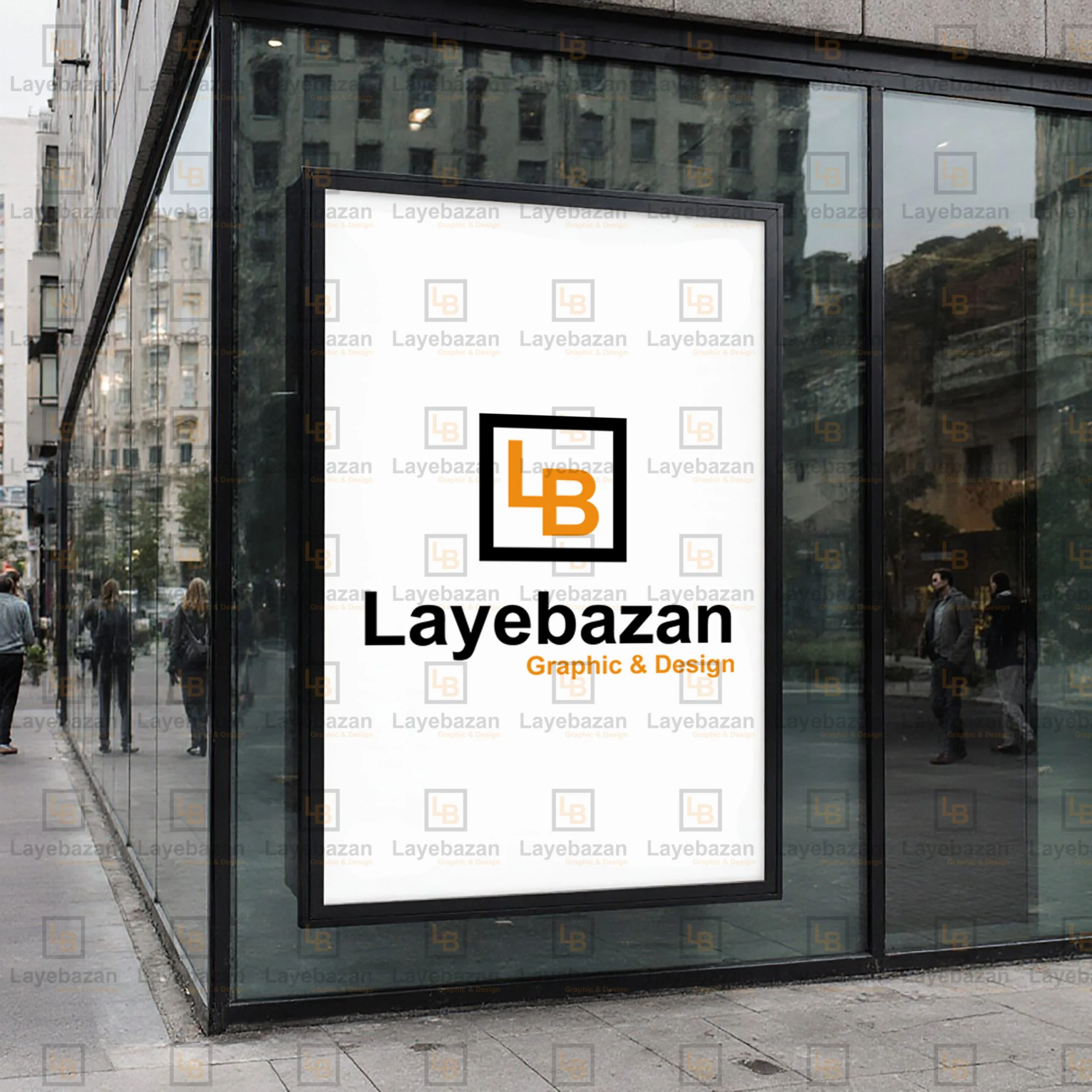 موکاپ پوستر شیشه‌ای فروشگاهی | Glass Poster Mockup لایه‌باز